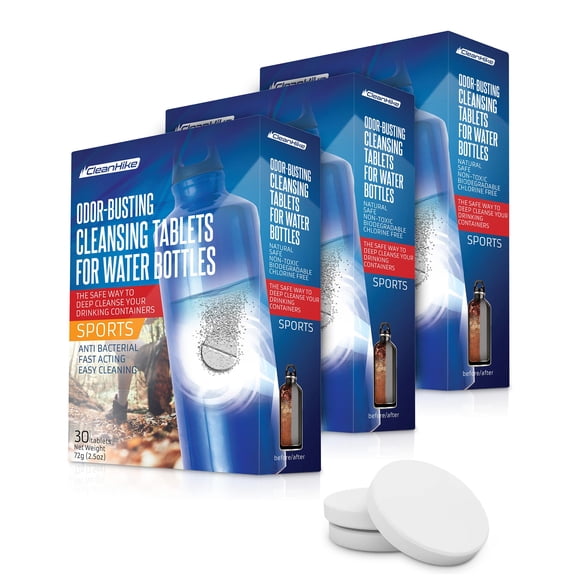 Pastillas limpiadoras para vasos CleanHike, 90 ingredientes naturales
