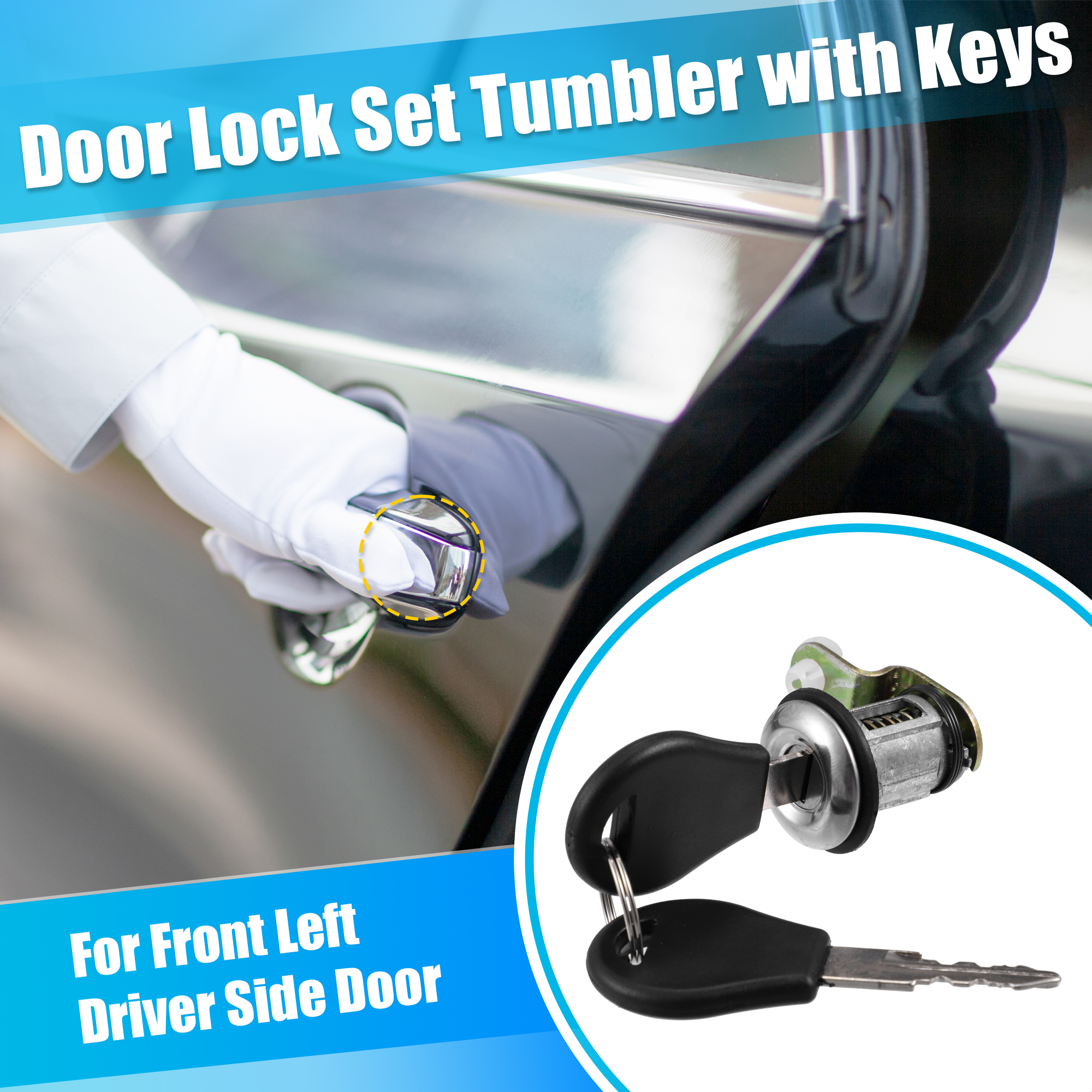 Unique Bargains Left Right Door Lock Cylinder 2 Keys for Nissan Pickup D21 1984-1998