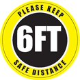 thumbnail image 2 of Ergomat B2354914 Please Keep Safe Distance Sign - 6 in. Round - Vinyl Adhesive - Multi Color, 2 of 4