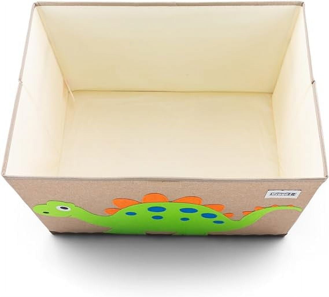 HYGGE + Animial Toy Storage Bin with Lid 20.8" x 13" x 13" Durable fabric & lightweight design. Great for storing toys, books, linens, games, clothing, baby products & more! (Dinosaur)