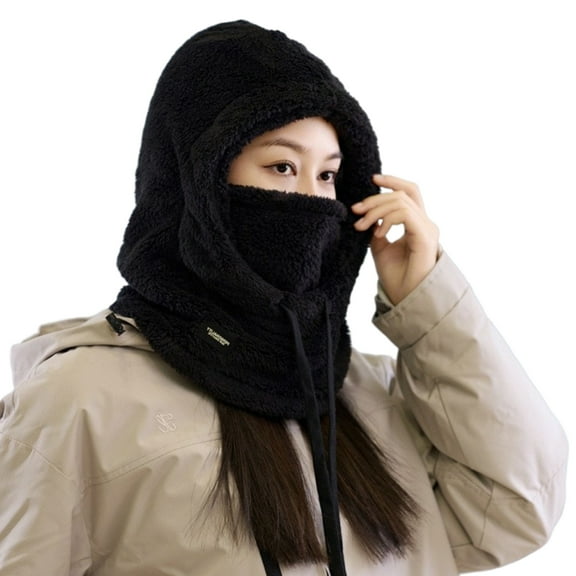 HUANLEDASH Women Winter Balaclava Hat with Face Shield Thick Warm Fleece Windproof Cycling Adjustable Full Protection Outdoor Travel Cold Weather Skiing Cap