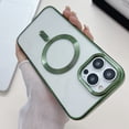 thumbnail image 2 of Magnetic Compatible with MagSafe Case for iPhone 11 Pro, Luxury Plating Clear Transparent Electroplated Soft TPU Slim Protective Cover for Women Girls for iPhone 11 Pro,Deep Green, 2 of 7