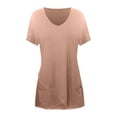 thumbnail image 5 of Tunic Tops for Women Summer Short Sleeve V Neck Irregular Hem Casual Plain Long T Shirts with Pockets, 5 of 6