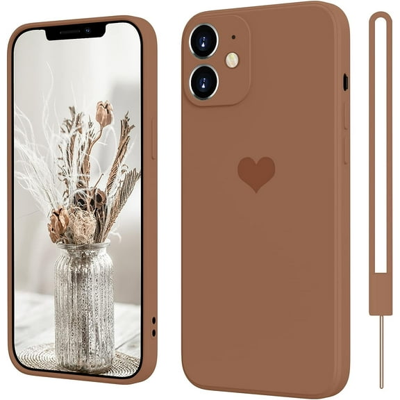 iPhone 11 Case, Phone Case iPhone 11, Slim Thin Fit Cute Heart Silicone Design Shockproof Protective Soft Bumper Drop Protection Girls Women Boys Men iPhone 11 6.1" 2019 Cover, Brown Design