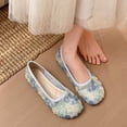 thumbnail image 2 of Dress Shoes for Women Round Closed Toe Flats Shoes Floral Lace Ballet Flats Dressy Comfortable Foldable Flats Low Heel Slip on Shoes Sky Blue, 2 of 7