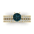 thumbnail image 2 of 1.66 ct Brilliant Round Cut Natural London Blue Topaz 14k Yellow Gold Solitaire with Accents Engagement Bridal Wedding Ring Band Set size 5.25, 2 of 7