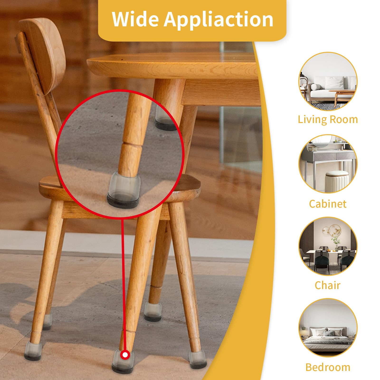 Flyshop 8PCS Durable Round Chair Leg Caps with Felt Pads Prevent Scratches Reduce Noise Protective Caps Felt Furniture Pads Floor Protectors, Light Grey, Small: 19 to 25mm