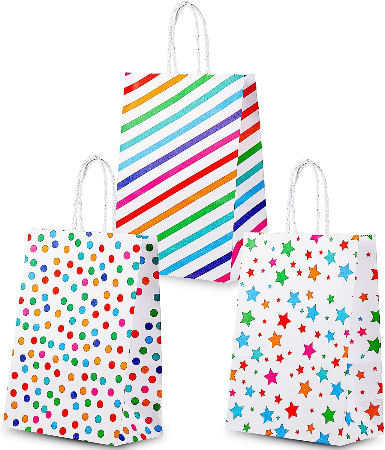 24 Pcs Kraft Paper Rainbow Party Favor Bags with Handle, Stickers Assorted  Colors Cute Dots Stars, Small Gift Bags Bulk, Goodie Bags for Kids  Birthday, Wedding, Baby Shower, Crafts and Party Supplies -