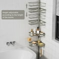 thumbnail image 2 of Shower Caddy Tension Pole, 4-Tier Rustproof Adjustable Corner Bathroom Organizer for Renters, 25–114.2 Inch No Drill Space-Saving Storage Rack, Silver Gray, 2 of 4