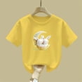 thumbnail image 5 of Cowsor Girls Sleepy Rabbit Printed Short Sleeve Crewneck T Shirt Cozy Casual Summer Tee for 2-13 Years Old Daily Wear, 5 of 6