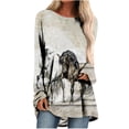 thumbnail image 1 of Camiseta holgada de manga larga con cuello redondo y paisaje natural de animales con estampado 3D para mujer Fridja  hkj2596, 1 of 5
