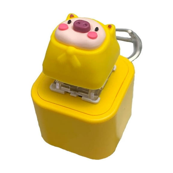 Gallickan Pig Button Pendant, Voice Emitting and Glowing Novelty Keychain, Cute Animal Toy with Sound and Light, Press Button for Gifts, Collectibles, Yellow