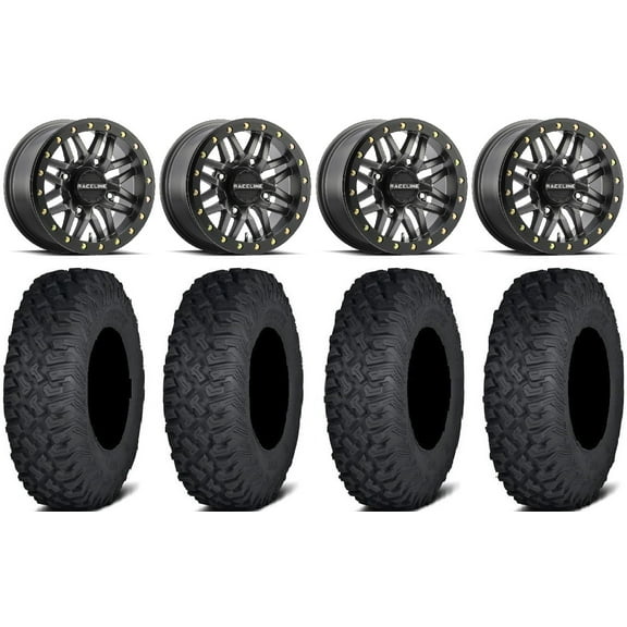 Raceline Ryno Bdlk 15" Gm Wheels 33" Coyote Tires Can-Am Commander Maverick Renegade Outlander Defender