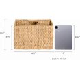 thumbnail image 4 of Hand-Woven Divided Magazine Basket, Rattan Magazine Holder, Natural Wicker Magazine Rack for Bathroom, Office, Water Hyacinth, 1 Pack, 4 of 9