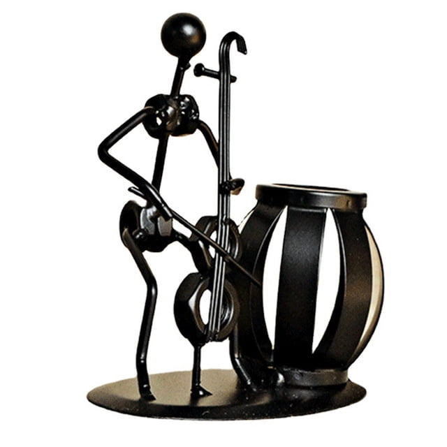 Soporte para bolígrafos Creative Iron Musician Design, 13,5 x 6,5 x 13,5 cm