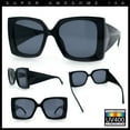 thumbnail image 2 of Womens Bold Thick Plastic Butterfly Squared Rectangle Oversize Diva Sunglasses All Black, 2 of 8