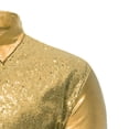 thumbnail image 7 of XIAONU Men's Sequin Panel Button Down Shirt Slim Fit Leather Long Sleeve Pullover Top Shiny Glamorous Party Club Wear, 7 of 7