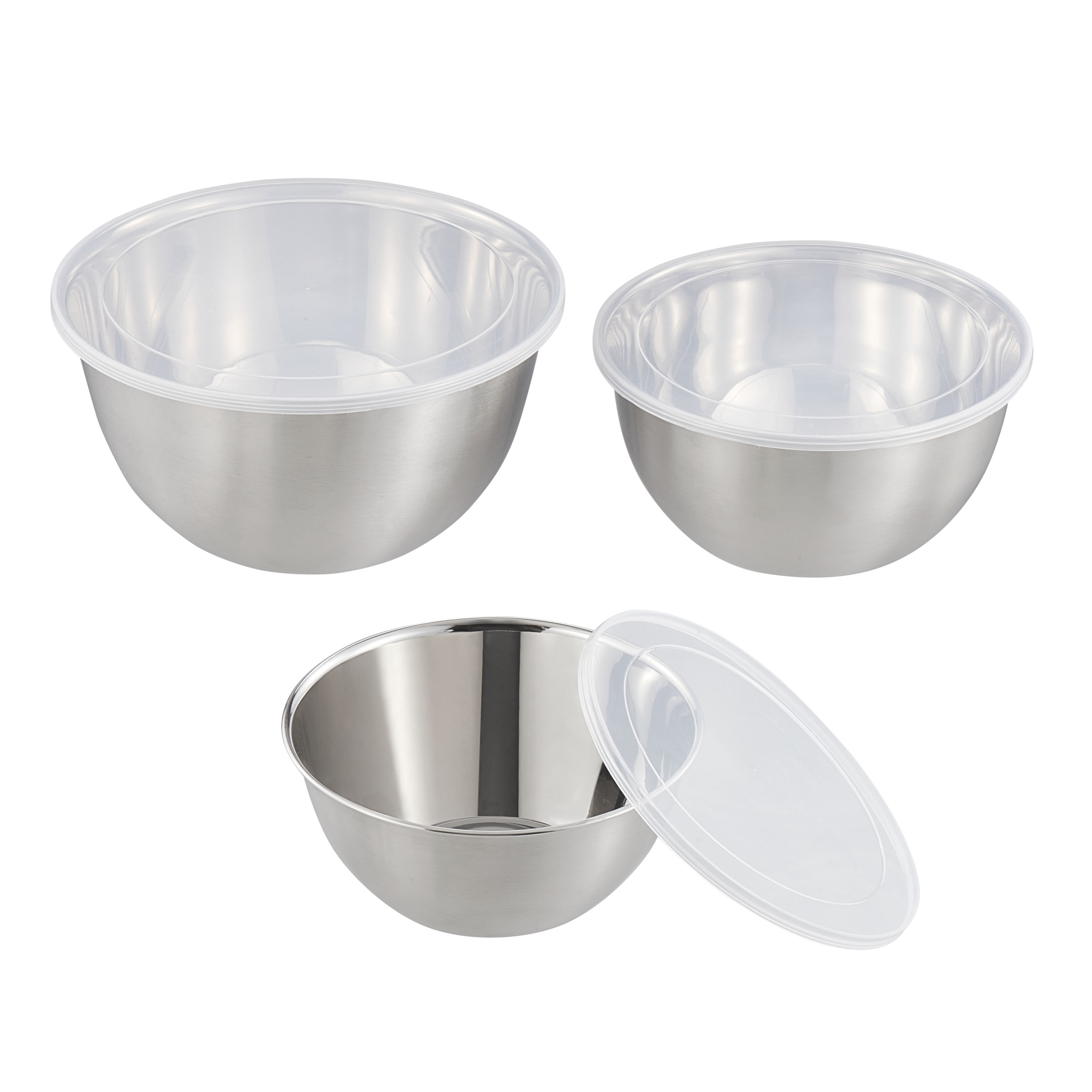 Mainstays 6-Piece Stainless Steel Mixing Bowl Set with Lids photo 2