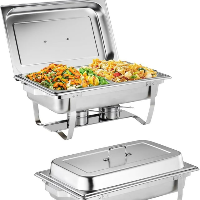 Garvee 8 Qt Chafing Dish for Buffet Set, Stainless Steel Buffet Servers, 2 Pack, Silver