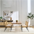 thumbnail image 3 of Mid-Century Modern Dining Chairs Set of 2, Beige Linen Upholstered Seat with Rattan Back and Metal Legs for Kitchen Dining Room, 3 of 10