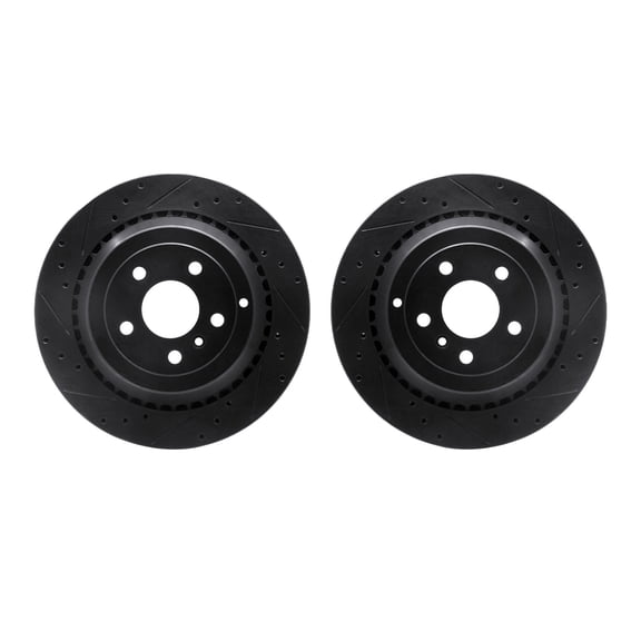 Dynamic Friction Company Rear Brake Rotors-Drilled and Slotted-Black 8002-63123