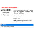 thumbnail image 2 of Front Semi Metallic Disc Brake Pad and Rotor Kit - Compatible with 2002 - 2005 Chevy Trailblazer 2003 2004, 2 of 2