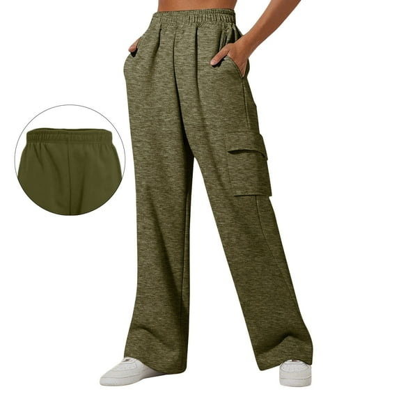 Uqiangy Wide Leg Sweatpants Women Baggy Sweats Fall Clothes Lounge Pants Women Women's Cargo Pants Baggy Pants Women Sweatpants Women Blackish Green L