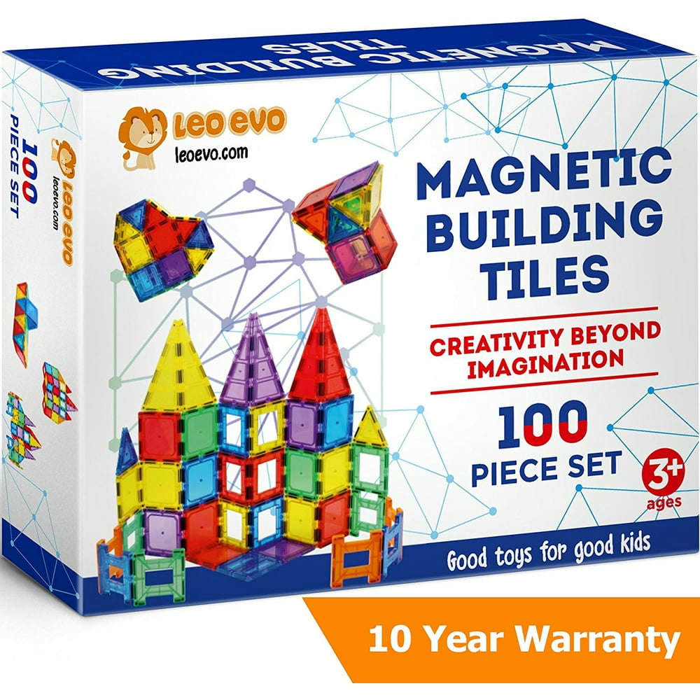 Magnetic Tiles 100 Piece Set - Magnetic Building Tiles for Kids - Walmart.com - Walmart.com