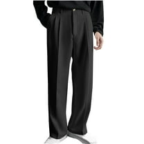 YLSDY Men Draped Straight Pants Business Korean Loose Casual Solid Color Wide-Leg Trousers Blazer Suit Pants Black XXXXL