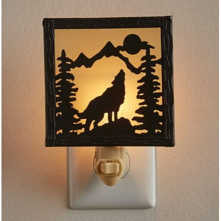 

Howling Wolf Distressed Galvanized Metal Electric Night Light