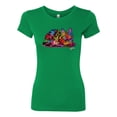thumbnail image 2 of Wild Bobby, Colorful Rainbow Cat Animal Lover Womens Slim Fit Junior Tee, Kelly, Large, 2 of 3