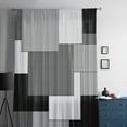thumbnail image 5 of Black Grey Semi Sheer Curtains Drapes for Living Room, Bedroom, French Doors Window 84 Inches Long, Middle Century Irregular Geo Abstract Art Rod Pocket Chiffon Curtain Drapery Voile Draperies Panel, 5 of 6