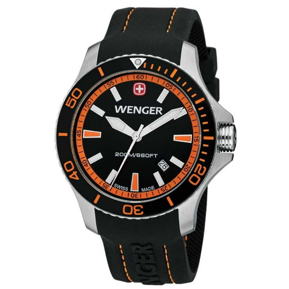 Wenger Wenger Men's 0641.102 Sea Force Orange Accents Black Dial