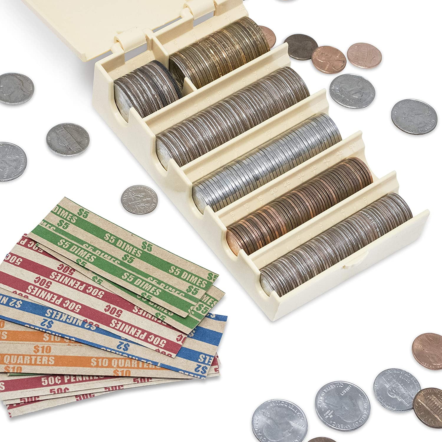 Pen + Gear Coin Manager Pro Coin Sorting Organizer Tray with Cover & Coin Wrappers