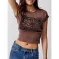 thumbnail image 2 of SUNSIOM T-Shirt Décontracté à Manches Courtes Col Rond Imprimé Lotus pour Femmes Streetwear, 2 of 7