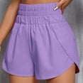 thumbnail image 3 of Pantalones cortos deportivos para mujer, cintura alta, sueltos, informales, pantalones cortos de entrenamiento elásticos para primavera y verano, morado M, 3 of 6