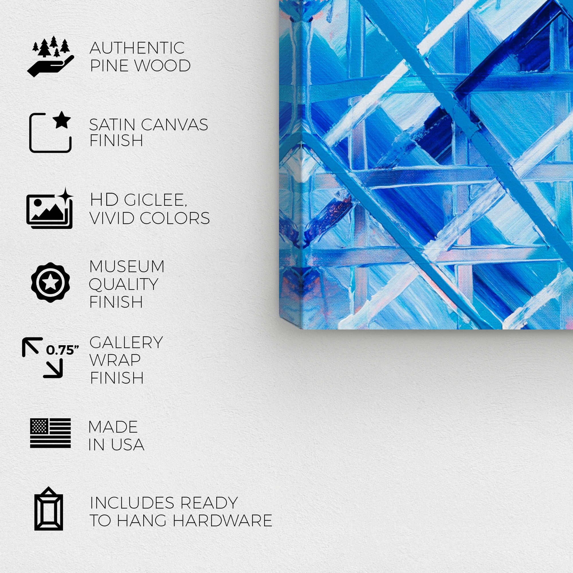 Wynwood Studio Abstract Modern Canvas Art - Blue Square Mosaics, Wall Art for Living Room, Bedroom, and Bathroom, 12 in x 12, Blue Home Decor