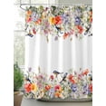 thumbnail image 2 of Vintage Flowers Long Shower Curtain Set, Waterproof Shower Curtains for Bathroom, Spring Floral Botanical Pastoral Washable Fabric Cloth Bath Curtain for Bathtub Decoration with Hooks 72x84 Inches, 2 of 6