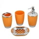 thumbnail image 1 of Naiovety Juego de accesorios de baño de 4 Uds., traje de baño de plástico PP, taza de baño de plástico PP, soporte para cepillo de dientes, Juegos de accesorios de baño naranja, 1 of 6