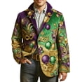 thumbnail image 2 of YOIAVAIOY Mardi Gras Blazer for Men Corduroy Holiday Funny Printed Suit Jackets Carnival Party Formal Office Blazers with Pocket Purple XXXL, 2 of 5