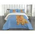 thumbnail image 3 of Ambesonne Golden Retriever Quilted Bedspread Set 3 Pcs, I Love My Dog, King Size, Blue and Orange, 3 of 5