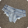 thumbnail image 3 of Minipantalones cortos de mezclilla elásticos de talle bajo para mujer, pantalones calientes, ropa de fiesta en la playa, 3 of 4