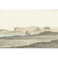 thumbnail image 2 of Abraham-Louis-Rodolphe Ducros 14x11 Gold Ornate Wood Frame and Double Matted Museum Art Print Titled - View of the Castle in the Port of Barletta (1778), 2 of 4