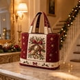 thumbnail image 5 of Christmas Quilted Tote Bag, Stitched Quilt Craft Holiday Tote, Durable Polyester Shopping Bag, Thoughtful Holiday Gift Option For Family And Friends, 1Pcs,Bell, 5 of 5