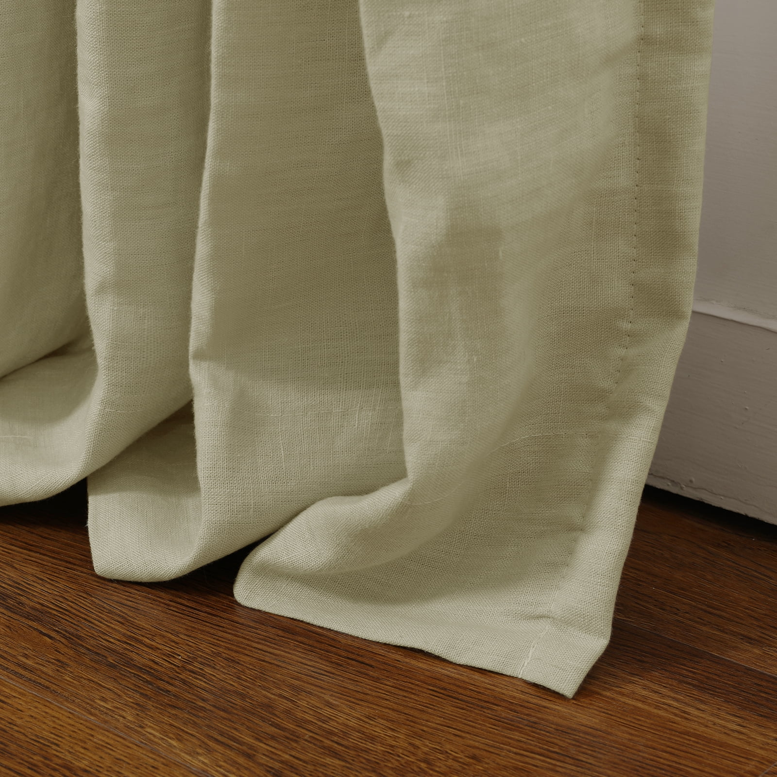 TWOPAGES Light Filtering Curtain 100% Linen Drape Pinch Pleat Window Treatment, 1 Panel, 52"x108", Light Gray