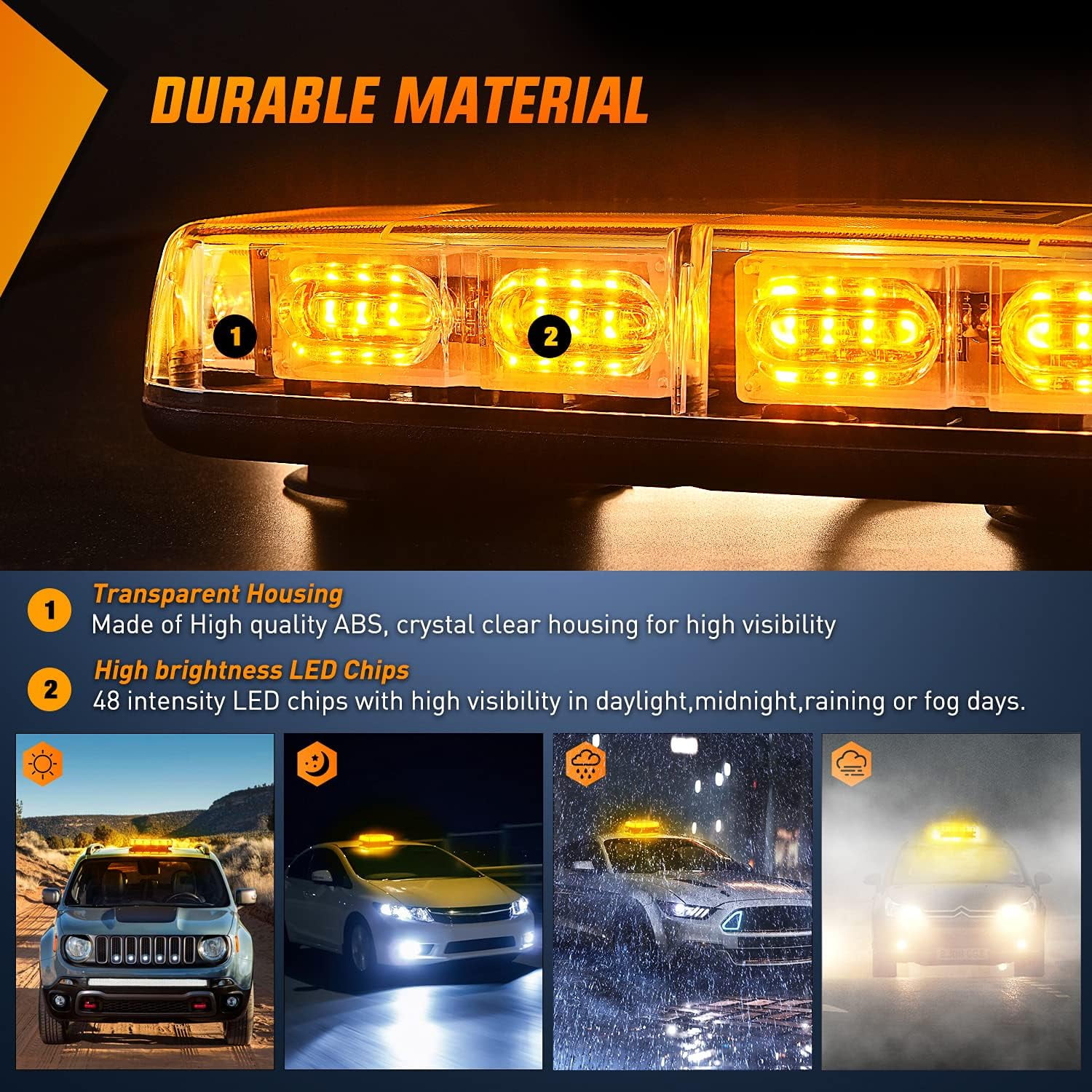Nilight 48 LED Magnetic Offroad Lighting for Hazard Visibility on 12V Vehicles