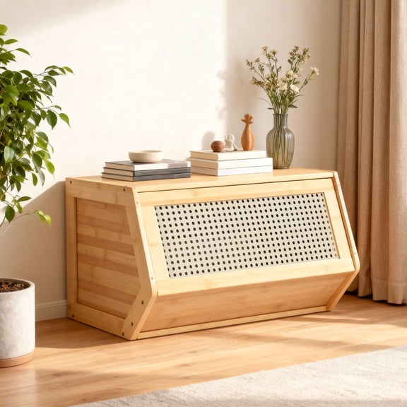 1pc Bamboo Storage Organiser - Wood Color