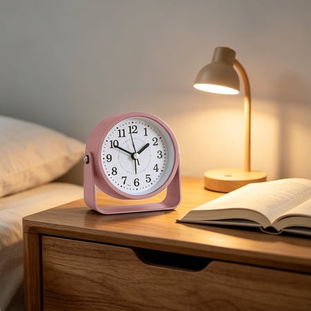 Mini Desktop Analog Alarm Clock, Silent Non-Ticking Design, Adjustable Stand Easy Read Dial, Compact Lightweight Decor for Bedroom, Office Bedside, Room and Home Tabletop Decoration