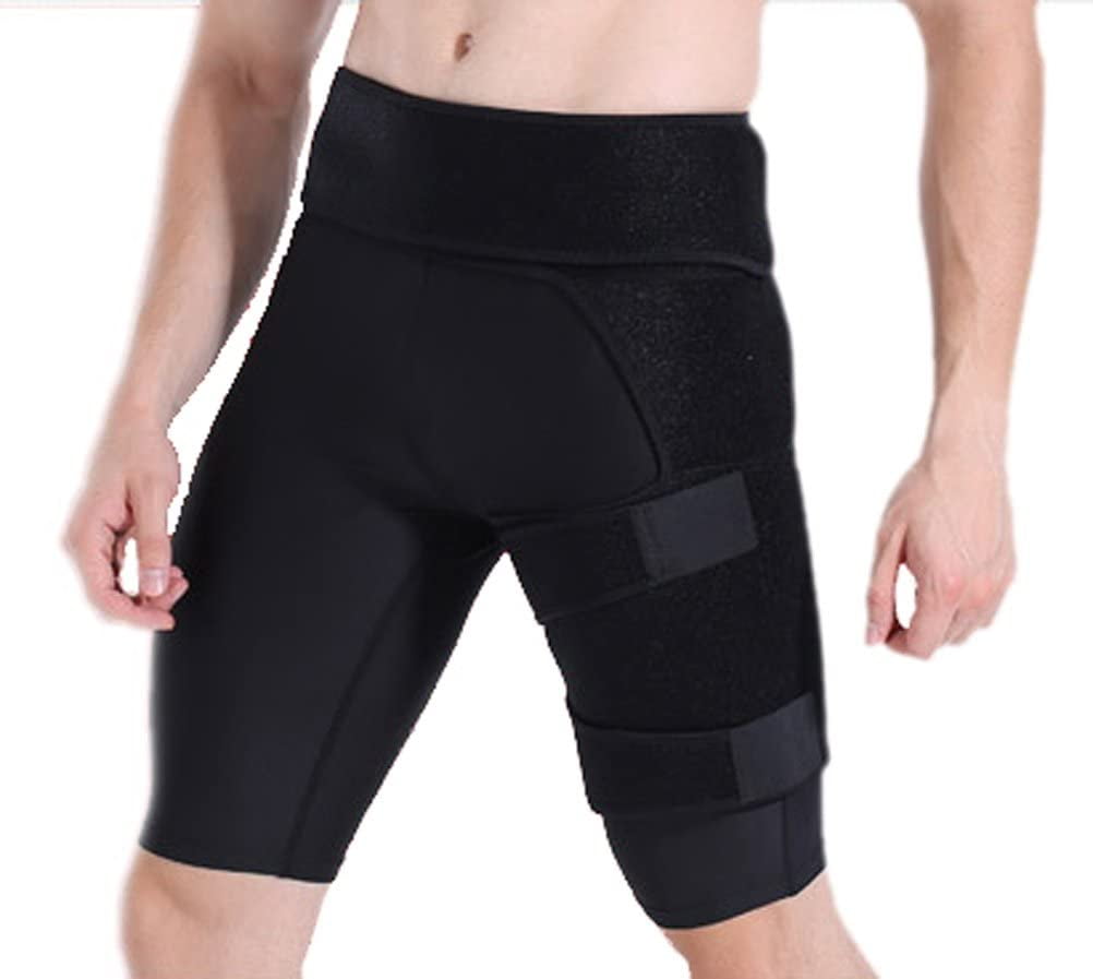 Hip Brace for Men Women, Adjustable Leg Compression Wrap Sleeve Thigh