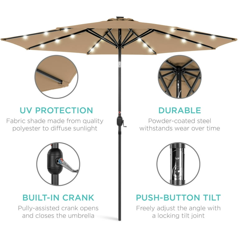 buy patio umbrella base Noble House Tulare Circular Concrete Stone & Iron Umbrella Base in Brown